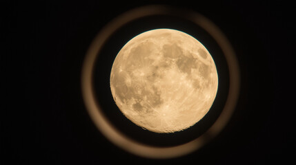 Obraz premium View from inside a telescope, focused on a full moon photo