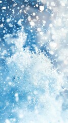 Creative winter card with a light blue snowflake with solid background