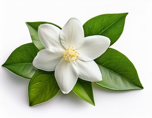 fresh green organic jasmine flower isolated on white background white background and natural transparent shadow ingredient spice for cooking collection for design