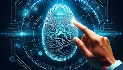 futuristic touch interaction with digital interface biometric prints generative ai image