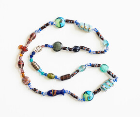 Colorful necklace with lampwork glass bead