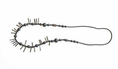 Wooden beaded necklace, tribal boho jewelry