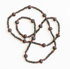 Wooden beaded necklace, tribal boho jewelry