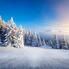 merry christmas and happy new year greeting background with copy space beautiful winter landscape with snow covered trees