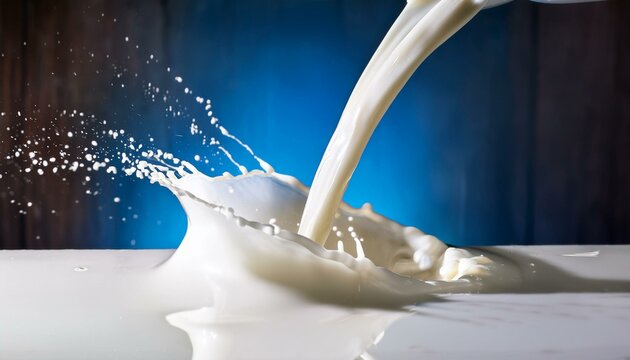 pouring fresh milk and splashing