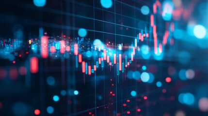 Fototapeta premium A blue chart showing how stock prices move up and down over time. This chart is used by businesses to understand financial growth.