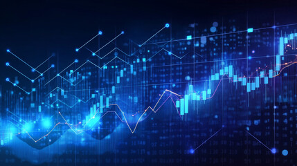 Fototapeta premium A blue chart showing how stock prices move up and down over time. This chart is used by businesses to understand financial growth.