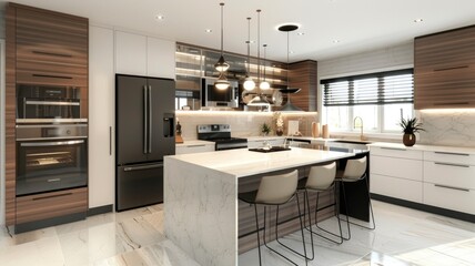 Modern kitchen design with sleek cabinets and contemporary appliances