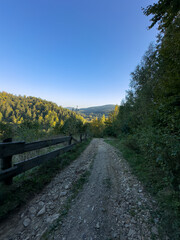 The landscape of Carpathian Mountains in the sunny weather. Perfect weather condition in the summer season
