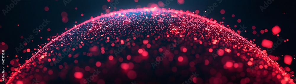 Poster stunning abstract image of a red glowing sphere with sparkling particles, perfect for digital design