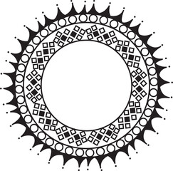 Simple, abstract and circle floral  Alpona design, floral art design with black color on a white background.