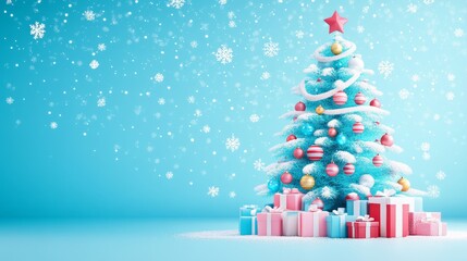 Fototapeta premium Large Hyper Realistic Christmas Tree with Decorations