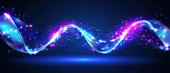 Obraz premium Vibrant wave of colorful light effects on a dark background, ideal for abstract design projects.