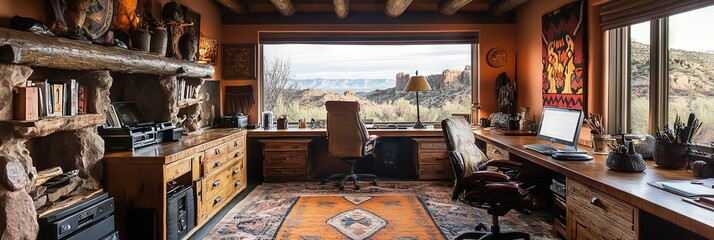 Naklejka premium home office with southwestern interior design