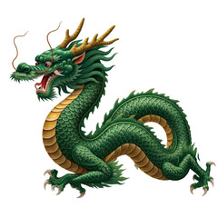 Fototapeta premium green dragon isolated on white, chinese dragon statue