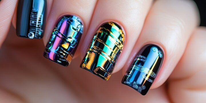 nail art based on computer circuitry