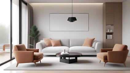 Fototapeta premium interior design living room armchair coffee tables