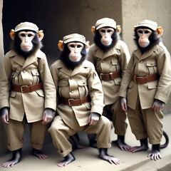 Fototapeta premium monkeys in uniform