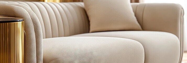 Fototapeta premium interior design photography, living room open area Cream with gold fixtures, 