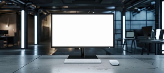 Blank white display in a high-tech office, great for project mockups