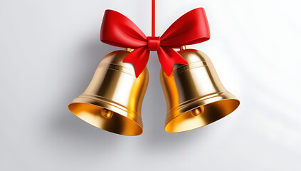 two golden bells red bow