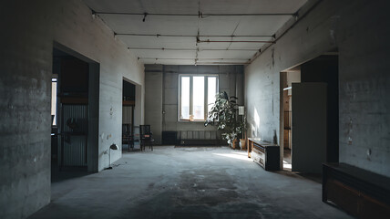 Empty grey room renovation interior design concept hope 
