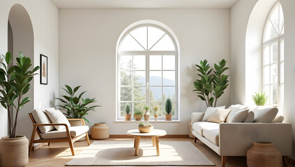 Modern Minimalist Living Room interior design sofa with Natural Light