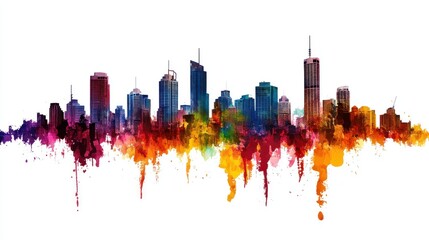 Obraz premium Brisbane Cityscape Watercolor Illustration