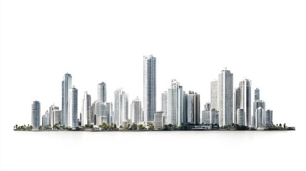 Obraz premium Cityscape Skyline on a White Background