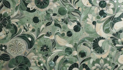 green marble texture background with plant pattern,generative ai