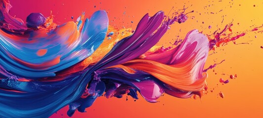 A bold and vibrant advertising banner with dynamic splashes of color and a prominent call to action, designed to energize an audience and drive engagement