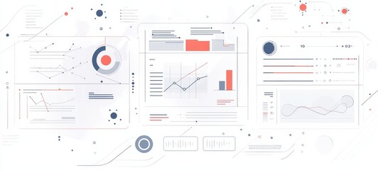 Obraz premium A clean, modern document featuring a business growth strategy outline with graphs, charts, and bullet points, but devoid of any numerical references