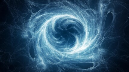 Abstract glowing blue vortex of light on a dark background