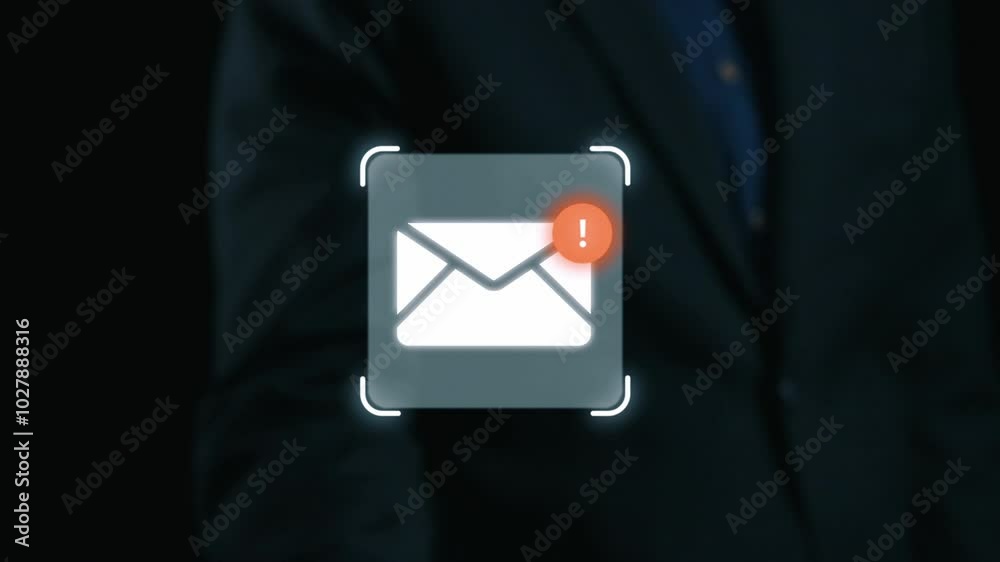 Poster business person checking email inbox, organizing and prioritizing messages for better productivity. 