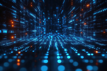 Obraz premium Blue Binary Code Abstract Background 