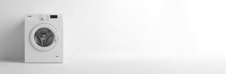 Crashed front loading washing machine isolated on white background