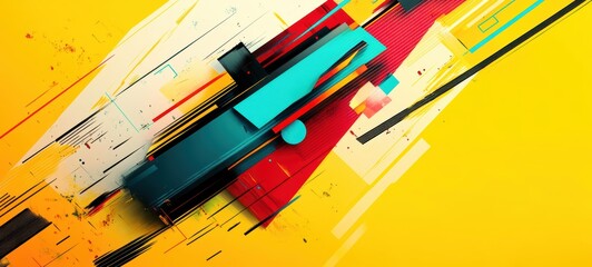 Fototapeta premium A stylish, geometric advertising banner with bold, contrasting colors and clear, concise text, designed to engage audiences in digital spaces