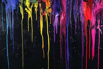 Colorful paint splashes isolated on black background. Splash of paint.