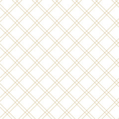Abstract geometric pattern with squares, stripes, lines. Seamless vector background. White and gold ornament. Modern graphic design.