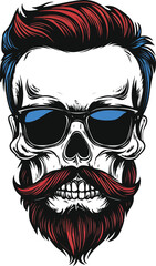 Obraz premium Hipster Skull Vector Illustration