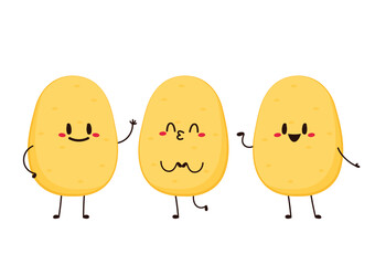 Potato character design. Potato vector. Potato cartoon on white background.