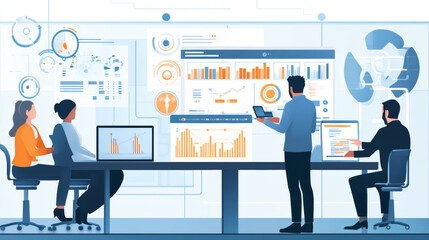 AI helps businesses automate data analysis, creating reports and insights. This helps leaders make informed decisions, using technology to manage large amounts of data.
