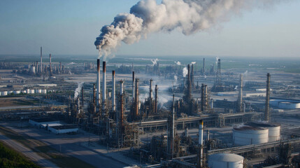 Obraz premium An area with oil refineries.