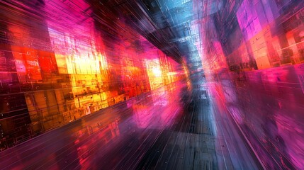 Dynamic abstract visual showcasing vibrant colors in a mesmerizing interplay of light and movement.