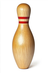 Wooden bowling pin isolated on white background