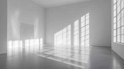 Fototapeta premium Empty room interior white wall concrete floor window