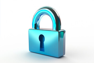Naklejka premium Blue metallic lock symbolizing security on white background
