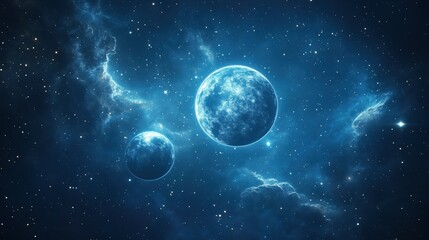 Obraz premium Planets and galaxy science fiction wallpaper.