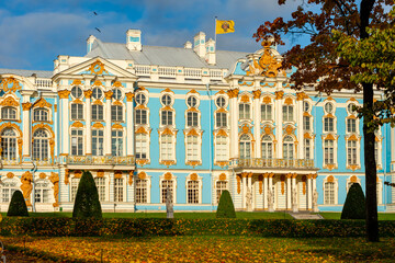 Catherine palace and park in autumn, Tsarskoe Selo (Pushkin), Saint Petersburg, Russia