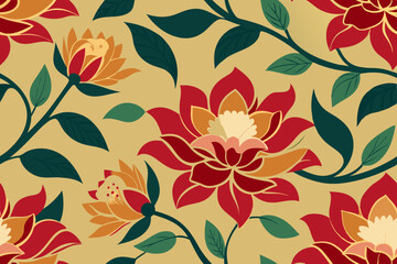 Oriental flower seamless pattern